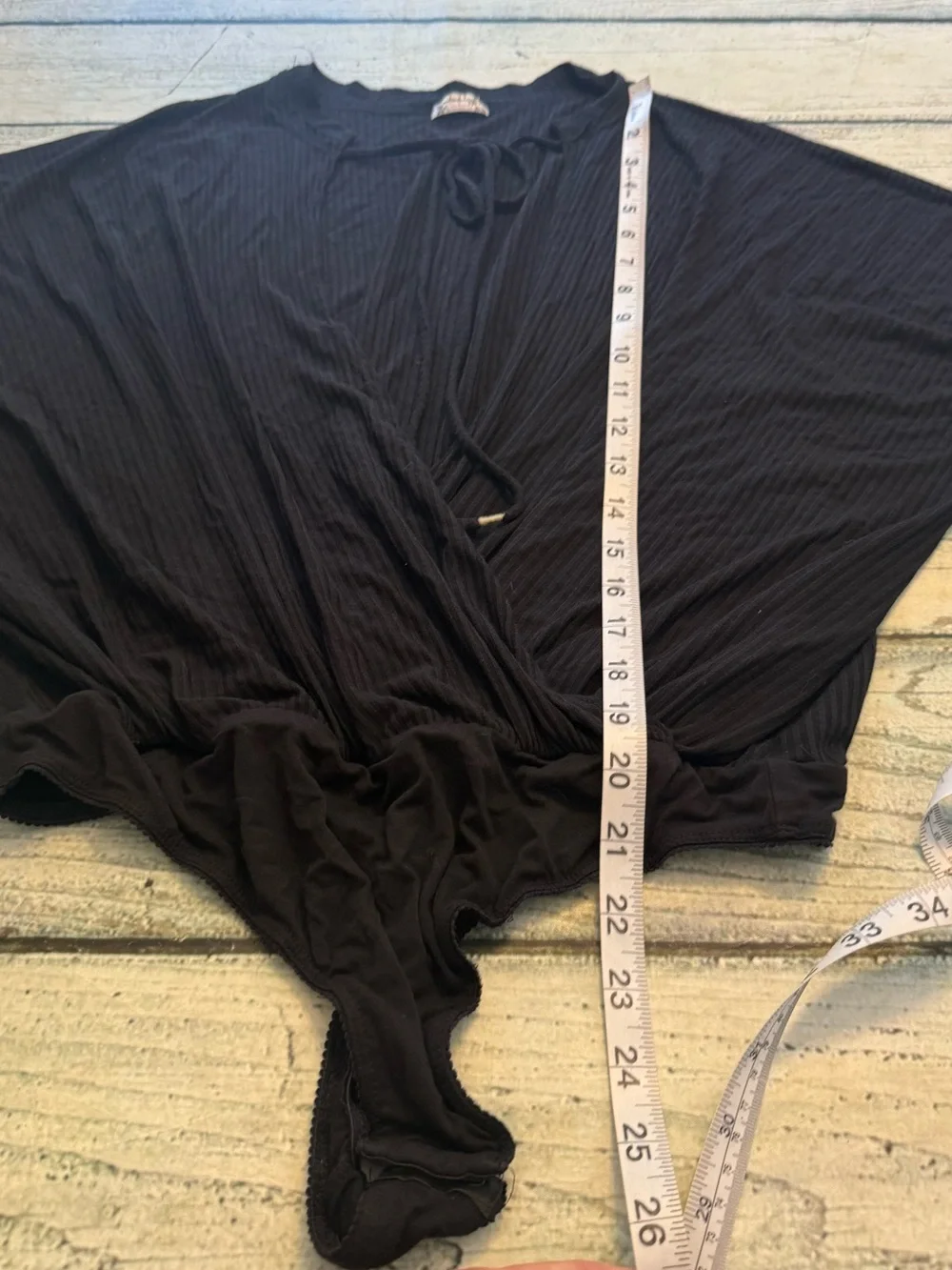 Free people Cleo black ribbed low V front thong bodysuit. M
